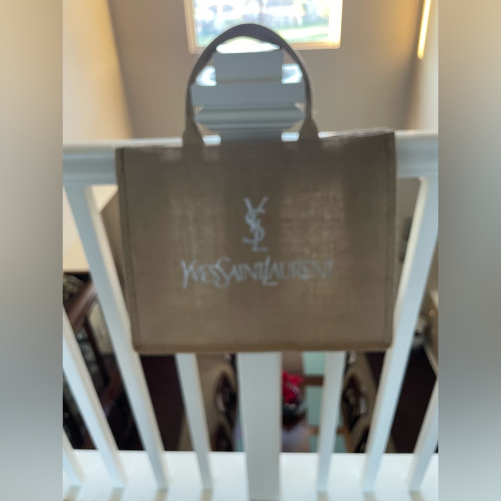 Used YSL GWP Brown Canvas Tote with Glittery Logo - Picture 6 of 13